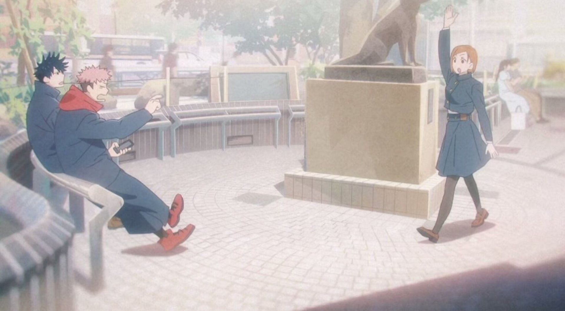 Megumi, Yuji and Nobara in Jujutsu Kaisen (Image via MAPPA)
